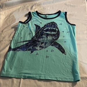The Children's Place Aqua Tank Top with Navy Geometric Shark